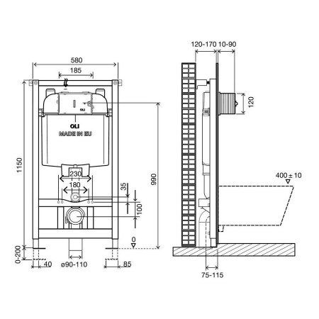Система инсталляции для унитазов Oli 74 601804