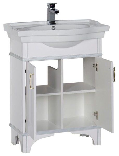 Тумба  для комплекта Aquanet Валенса 80 белый краколет/серебро