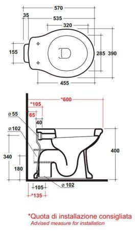 Унитаз приставной Olympia Impero 0211T13