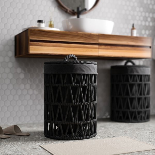 Корзина для белья WasserKRAFT Mosel WB-460-S черный