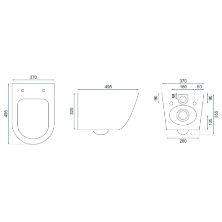 Унитаз Rea Carlo Flat Mini Gold/Black C8990 (подвесной) золото