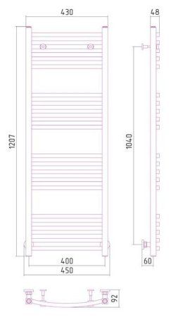 Полотенцесушитель водяной Сунержа Аркус 1200х400 кремовый
