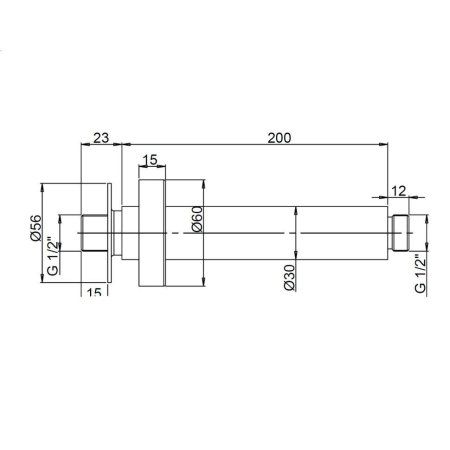 Кронштейн для верхнего душа Paini 50LKPJQX74VX4TGD62BH0BDLIMLDT 200 мм, круглый, брашированное золото PVD