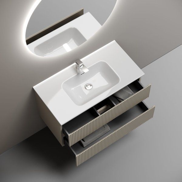 Тумба подвесная SANCOS Snob R 890х445х500, c двумя ящиками оснащенными доводчиками, Beige Soft , SNR90CE