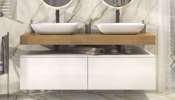 Тумба Velvex подвесная Unit 80, выс. 40, выдв. ящик, внутр. ящик, белый лед (tp.UNI.80.2Y белый глян