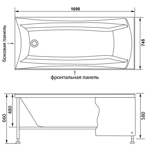 Акриловая ванна Aquanet Cariba 00203925 170х75