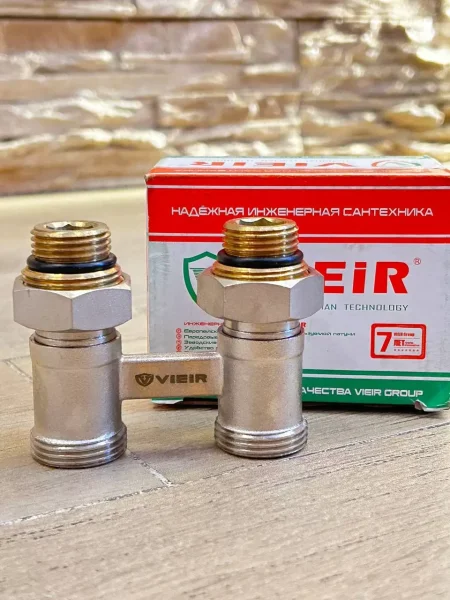 Узел нижнего подключения радиатора прямой с адаптерами 1/2" x 3/4" Vieir VR308
