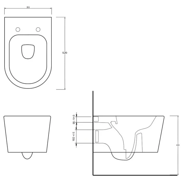 Унитаз подвесной beWash Albano 36383201 безободковый, с сиденьем микролифт, белый
