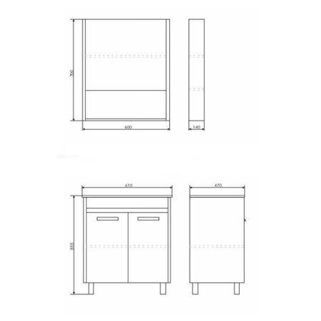 Тумба-умывальник COMFORTY "Марио-60" дуб дымчатый с раковиной "Quadro 60"