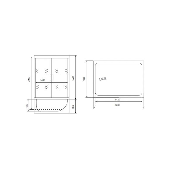 Душевая кабина Timo Lux 167*90*220  (TL-1506)