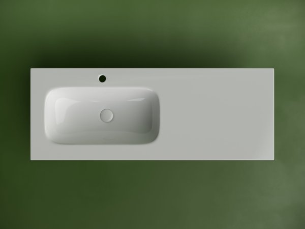 Раковина накладная мебельная Grace прямоугольная 1210x457x137 с чашей слева и отверстием под смеситель цвет белый CN7020