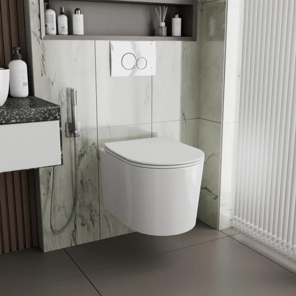 Унитаз подвесной Point Веста PN41701 безободковый, с сиденьем микролифт, белый