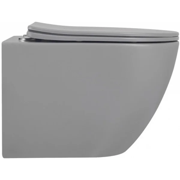 Унитаз подвесной Abber Bequem AC1101TMG безободковый, торнадо, с сиденьем микролифт, серый матовый