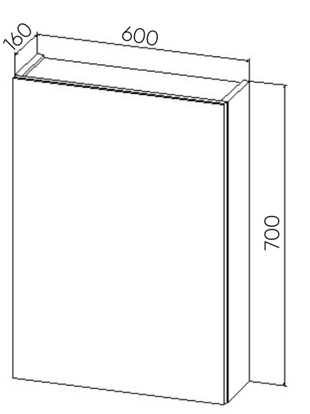 Зеркальный шкаф VIANT "Куба" 60 правый/левый без света 160х600х700 (VKUB60-ZSH)