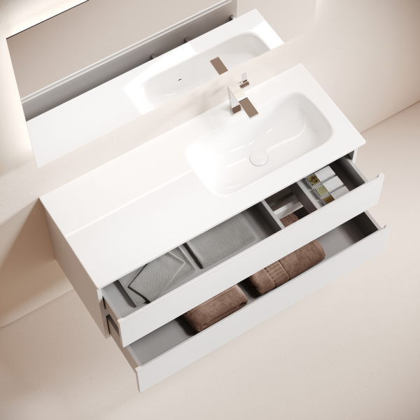 Тумба подвесная SANCOS Folk  правая 1195х445х500, c двумя ящиками оснащенными доводчиками, Bianco, FL120RW