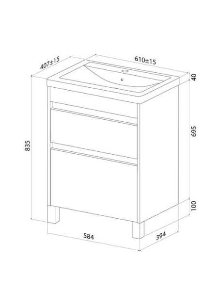 Тумба с умывальником, напольная, 60 см, белый, Zodiac X, IDDIS, (ZDX60WFi95K)