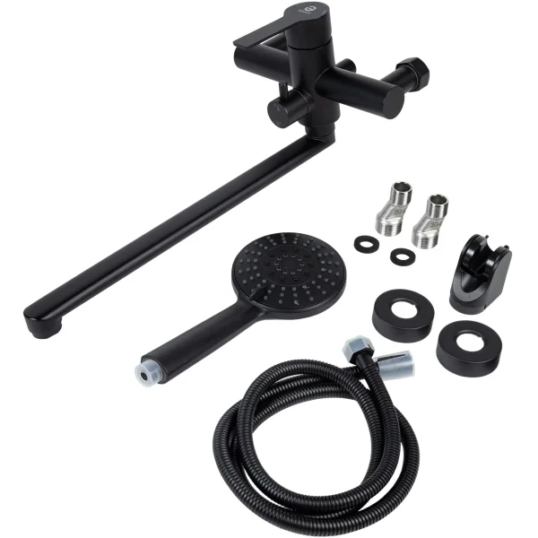 Смеситель для ванны Agger Easy A3121144 универсальный, с душевым гарнитуром, черный матовый