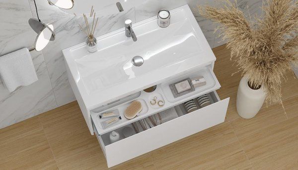 Тумба Velvex подвесная Klaufs 90.1Y.NEW (белый) (tp.KLA.MAR.90.1Y)