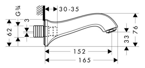Излив Hansgrohe Metris Classic 13413000 для ванны, хром