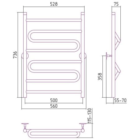 Полотенцесушитель водяной Стилье Универсал-51 80х50 хром