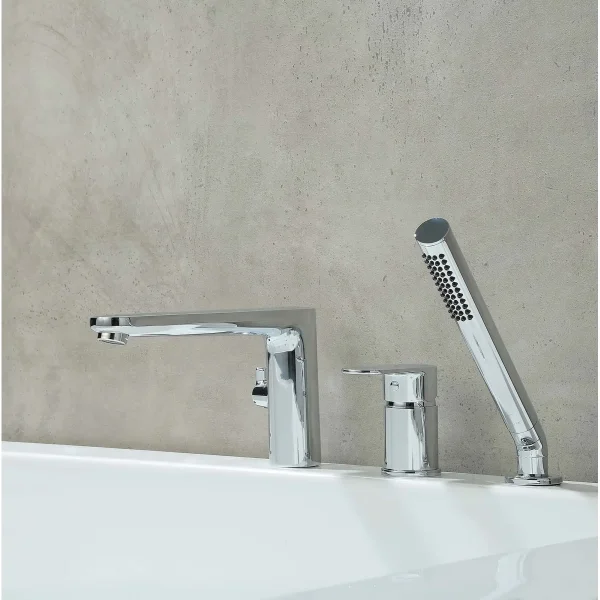 Смеситель на борт ванны Aquatek Ника AQ1848CR с душевым гарнитуром, хром