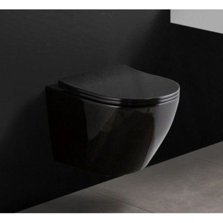 Унитаз Rea Carlo Mini Rimless Black C8936 (подвесной) черный