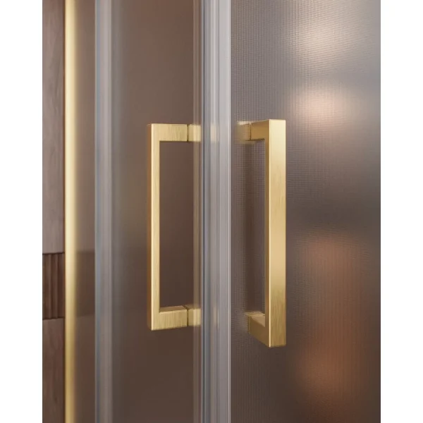 Душевой уголок Cezares Molveno MOLVENO-A-2-90-P-BORO 90x90 см, профиль золотой матовый, стекло текстурное