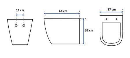 Подвесной унитаз REA CARLO MINI RIMLESS FLAT BLACK MATT черный REA-C8489