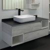 Тумба-умывальник COMFORTY "Прага-120" дуб белый с антрацитовой столешницей, с раковиной COMFORTY T-Y9378