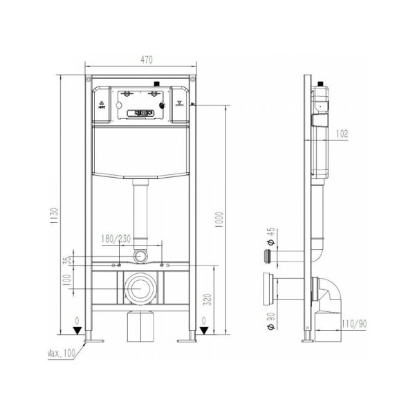 Инсталляция для подвесного унитаза Maretti AC11P4769, без клавиши