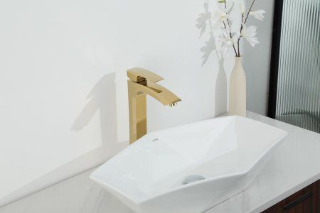 Смеситель для раковины высокий Gappo G1007-32, золото