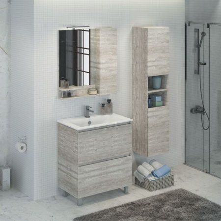 Тумба-умывальник COMFORTY "Верона-75" дуб белый с раковиной COMFORTY 75Е
