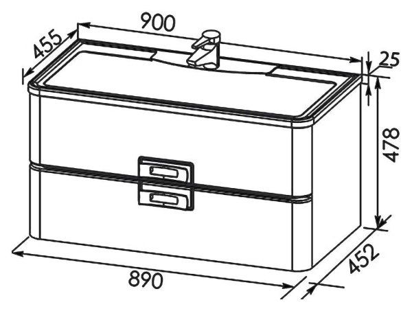 Тумба под раковину Aquanet Паллада 00175311 90 слоновая кость