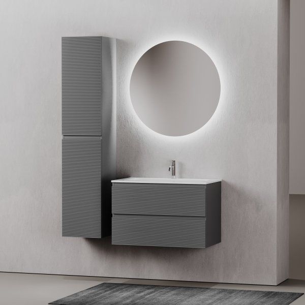 Тумба подвесная SANCOS Folk 790х445х500, c двумя ящиками оснащенными доводчиками, Grey soft, FL80GS