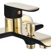 Смеситель для ванны REA BLOOM BLACK GOLD черный/золото настенный с изливом, REA-B9939