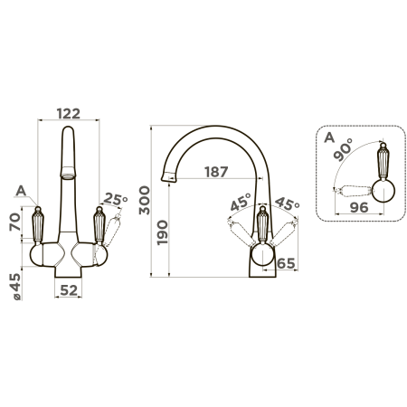 Смеситель для кухни Omoikiri Okinawa-SI 4994057, античное серебро