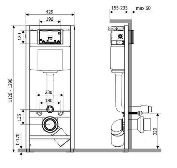Инсталляция для подвесного унитаза Teymi Aina 45, T70001
