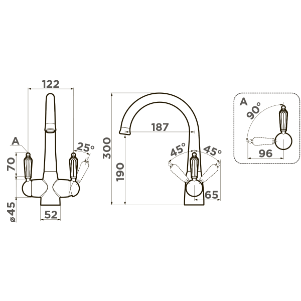 Смеситель для кухни Omoikiri Okinawa-SI 4994057, античное серебро