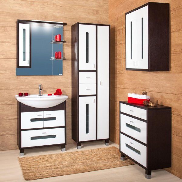 Шкаф навесной Бриклаер БАЛИ 65 см, венге/белый