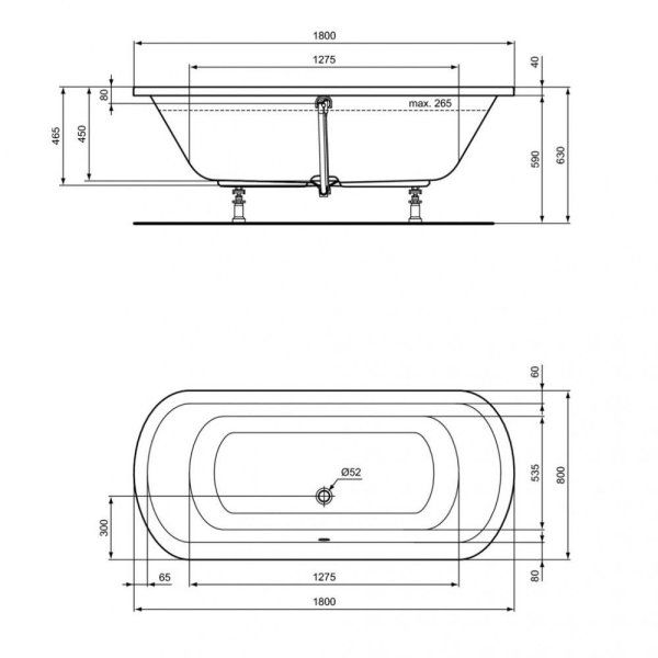 Акриловая ванна deal Standard Hotline K275601 180x80