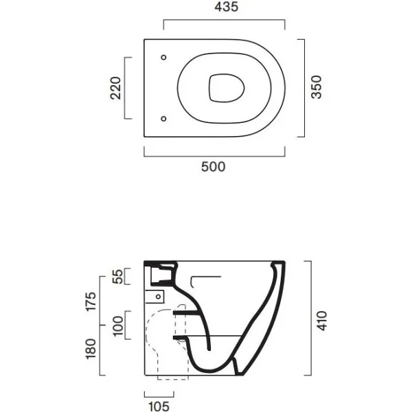 Унитаз приставной Catalano Sfera 0512500001 безободковый, торнадо, белый глянец