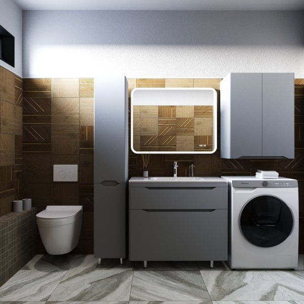 Тумба напольная "Марелла 90" (2 ящ.) Люкс антискрейтч белый глянец, PLUS