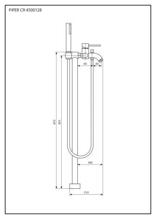 Смеситель Emmevi Piper 4500128CR для ванны, хром