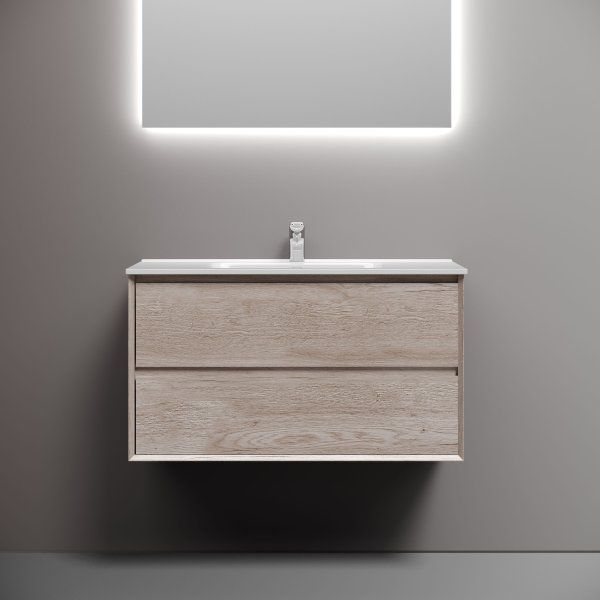 Тумба подвесная SANCOS Marmi 2.0 890х445х520 с двумя ящиками оснащенными доводчиками скрытого монтажа, дуб галифакс натуральный,  MR2.090EG