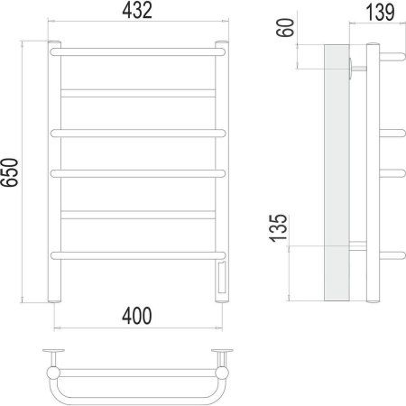 Полотенцесушитель электрический Terminus Евромикс П6 40х65 4670078531261, хром