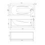 Декоративная фронтальная панель для ванны 170 x 70 см Damixa Willow WILL-170-070W-P, Белый