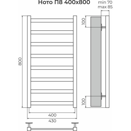 Полотенцесушитель водяной Terminus Ното П8 40х80, хром