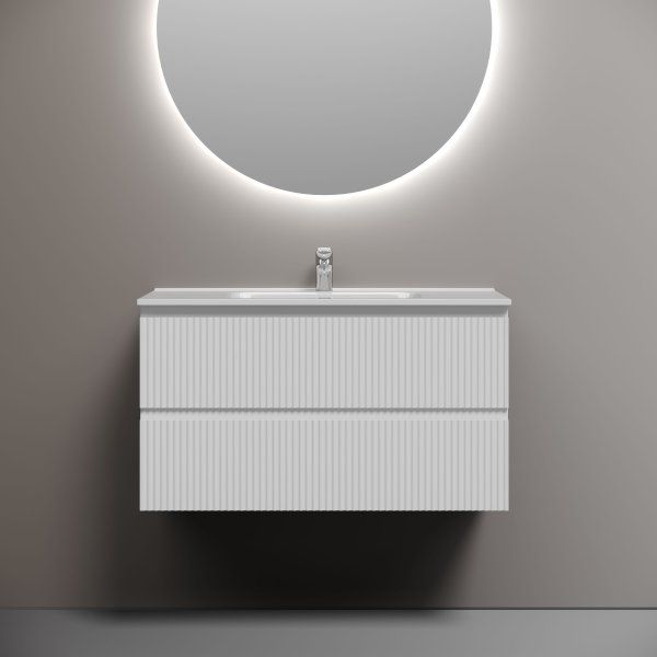 Тумба подвесная SANCOS Snob R 890х445х500, c двумя ящиками оснащенными доводчиками, Bianco, SNR90W