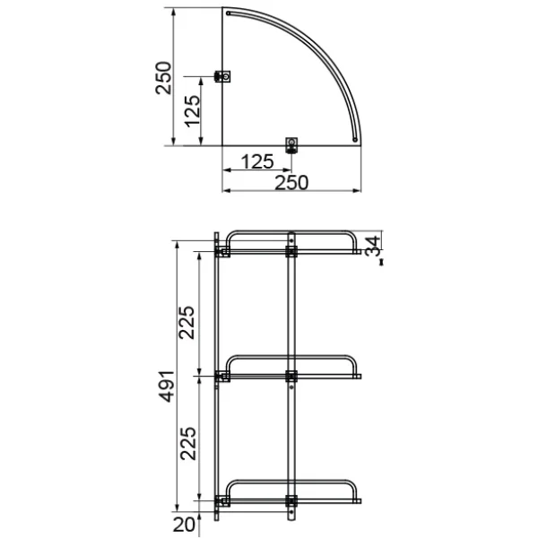 Полка угловая 25x25 см Veragio Gifortes Bronzo VR.GFT-9033.BR