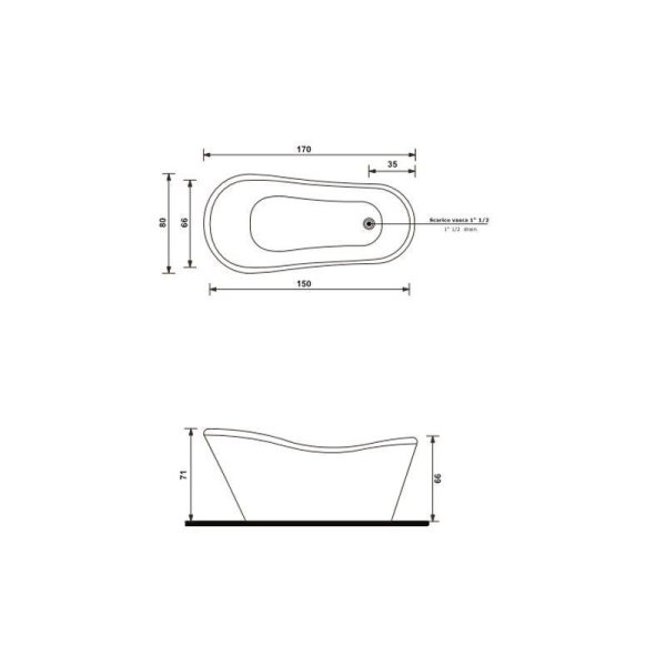 Акриловая ванна Gruppo Treesse Nina V0371 chrome 170х80 хром/белый